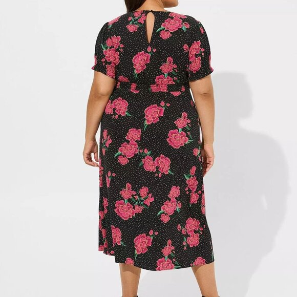 Torrid Tea Length Stretch Challis Sweetheart A-line Dress - Picture 3 of 5